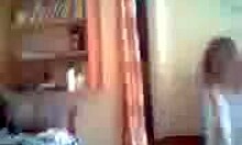 brown-haired hottie shows her perky tits and fat body solo