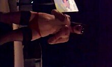 Curvy Brunette Amateur Strips in Stockings Outdoors