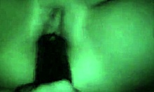 mature brunette plays with toys in stockings