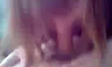 Chubby blonde rides big cock in pov, smooth slit glistening.