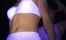 two gorgeous girlfriends making out on stage