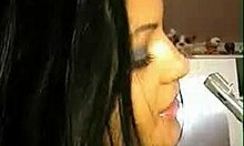 Tanned brunette amateur blows dick live on camera