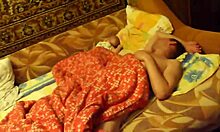 Chubby amateur brunette with big tits enjoys oral and drilling on sofa