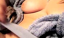 hairy amateur with big tits masturbates close-up, so shameless