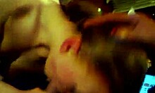 I watch my mature blonde amateur suck cock with her saggy tits.