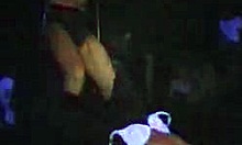 playful redhead spreading legs for stripper