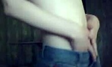 flat-chested amateur strips in miniskirt and gets groped