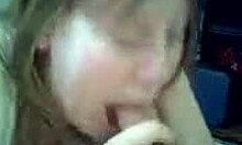 short-haired blonde blows big-dicked dude on cam