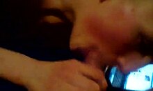 I watch my mature blonde amateur suck cock with her saggy tits.