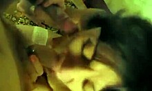 white stockings brunette gets double-teamed on cam