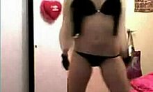 Black lingerie blonde showing off her tight body on webcam!