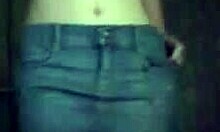 flat-chested amateur strips in miniskirt and gets groped