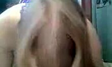 Chubby blonde rides big cock in pov, smooth slit glistening.