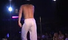 gorgeous busty blonde dances striptease with hung stripper