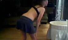 Skirt-Wearing Brunette Showing Off Her Beautiful Body