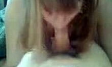 Chubby blonde rides big cock in pov, smooth slit glistening.