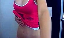 Slender curly-haired teen beauty posing naked in lingerie on web chat solo