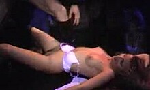 playful redhead spreading legs for stripper