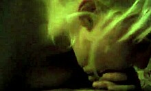 blond-haired amateur shyly talking on the phone