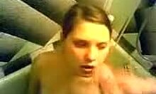 that dark-haired teen sucking a fat cock in the bath
