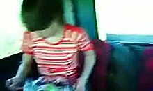 Bikini-clad beauty with peeping tom boyfriend on bus