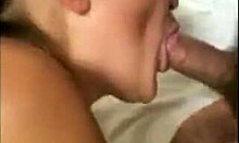 My brunette girlfriend says, 'I'm sucking this fat cock like a whore,' then masturbates