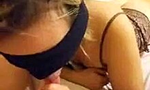 Blond-Haired Blindfolded Amateur Giving Intense Oral Action