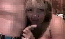 This blond beauty can't wait to suck that fat cock