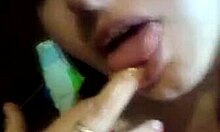 Dark-Haired Slut Sucking Chubby Fingers In POV!