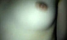 French amateur in satin dress gets licked and fucked doggy style.