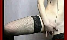 bobcut blonde ex-girlfriend teases her pussy on web chat with striptease and masturbation