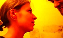 Blond-haired GF does kinky blowjob in bath POV, he says.