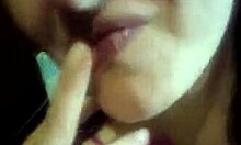 Dark-Haired Slut Sucking Chubby Fingers In POV!