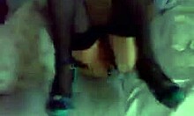 Blond beauty in black lingerie rides reverse cowgirl hard 😍