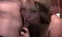 This blond beauty can't wait to suck that fat cock