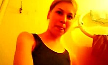 Blond-haired GF does kinky blowjob in bath POV, he says.