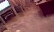 Blond-haired beauty getting face-fucked on a couch