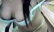 Watch her flash that bushy pussy.