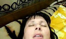 Dark-haired mature housewife masturbates with tiny dong in pov close-up