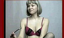 bobcut blonde ex-girlfriend teases her pussy on web chat with striptease and masturbation