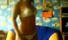 i watch teen in white lingerie prancing solo