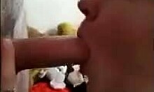 russian mature wife gives blowjob to fat cock