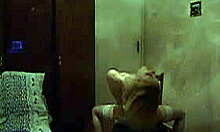 my blonde girlfriend in white lingerie shaking her ass