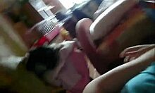 I watch my chubby blonde teen getting face-fucked on bed