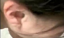 My brunette girlfriend says, 'I'm sucking this fat cock like a whore,' then masturbates