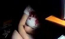 Thick Brunette Flashing Her Big Tits In The Dark