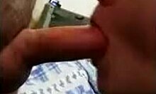 russian mature wife gives blowjob to fat cock