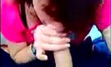 Pink shirt brunette blows big cock in pov