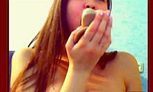 Brunette camgirl showing her deepthroat skills for you