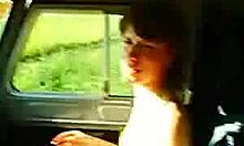 Bikini-clad beauty with peeping tom boyfriend on bus